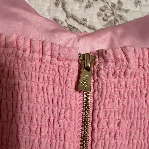 Lilly Pulitzer Willalynn Stretch Bow Dress Conch Shell Pink Jacquard - Picture 6 of 7